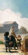 Francisco de Goya, woman and two children by a fountain